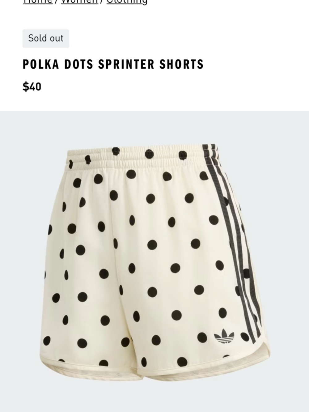 adidas Polka Dot Athletic Shorts - Cream & Black